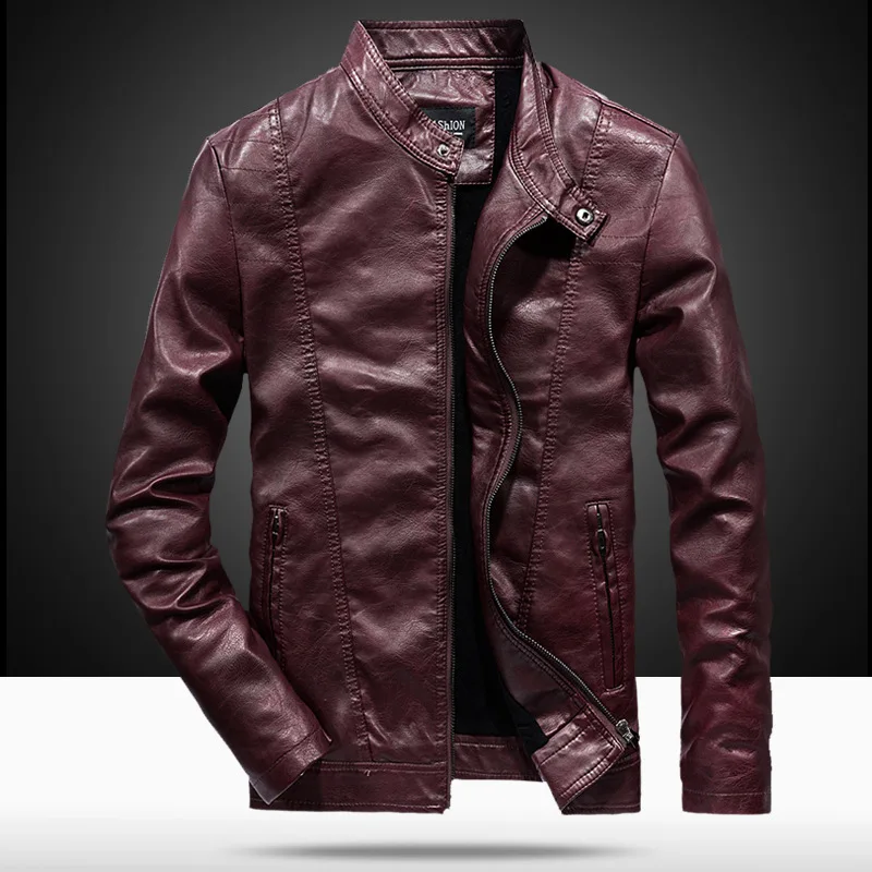 

2018 New Style MEN'S Leather Coat Korean-style Slim Fit Fashion Man Autumn And Winter plus Velvet Biker Leather Jacket MEN'S Coa