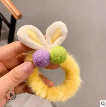 1 40 шт./лот DIY простой мульти плюшевый мультяшный кролик лента для волос кашемировые шарики резинка для волос Инструменты для укладки волос аксессуары HA1733 - Цвет: 1