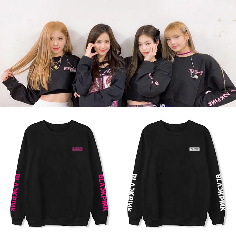 KPOP BLACKPINK LISA ROSE Jennie Jisoo альбом толстовка с капюшоном в стиле хип-хоп Повседневная Свободная одежда пуловер с принтом толстовки с длинными рукавами WY965