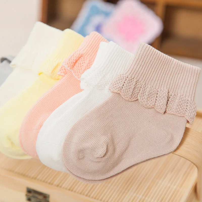 

Spring And Autumn Girls Princess Lace Socks Baby Socks Children Double Needles Turned Mouth Combed Cotton Socks Babies' Socks 0-