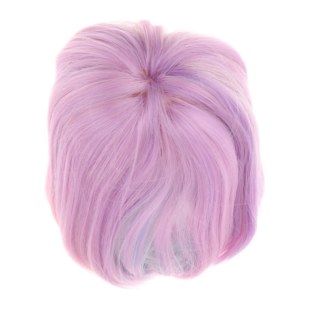 Stylish Short Straight Wig For 1/3 BJD Blythe Doll DIY Making Light Purple