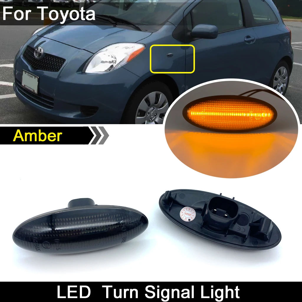 

Лампа указателя поворота светодиодный, боковой, габаритный фонарь Янтарная, для Toyota Yaris 05-13, Vitz 11-19, RAV4 06-09, Corolla 06-11, Verso 09-18, дымчатые линзы