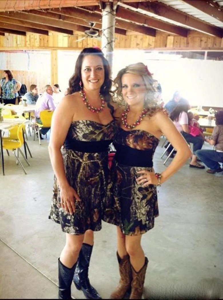 Short Camo Bridesmaid Dresses Pleats 