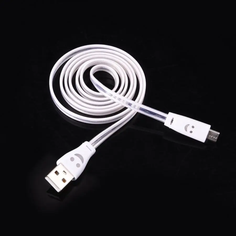 USB к Micro USB кабель синхронизации данных и зарядки 1 м улыбающееся лицо светодиодный светильник шнур для телефонов поддерживает FBUS MBUS дуплексный режим работы белый