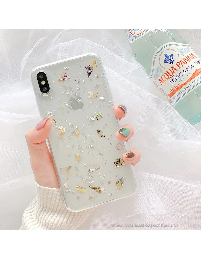 GlamPhoneCase Простой Прозрачный оловянный фольгированный чехол для iPhone X XS Max XR Мягкий
