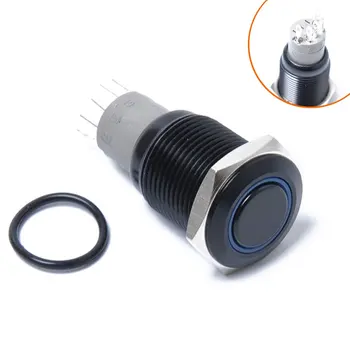 

DC12V 16mm 5/8" Metal Self-locking Latching Push Button Switch Blue Led Power Symbol Car Auto DIY Switch