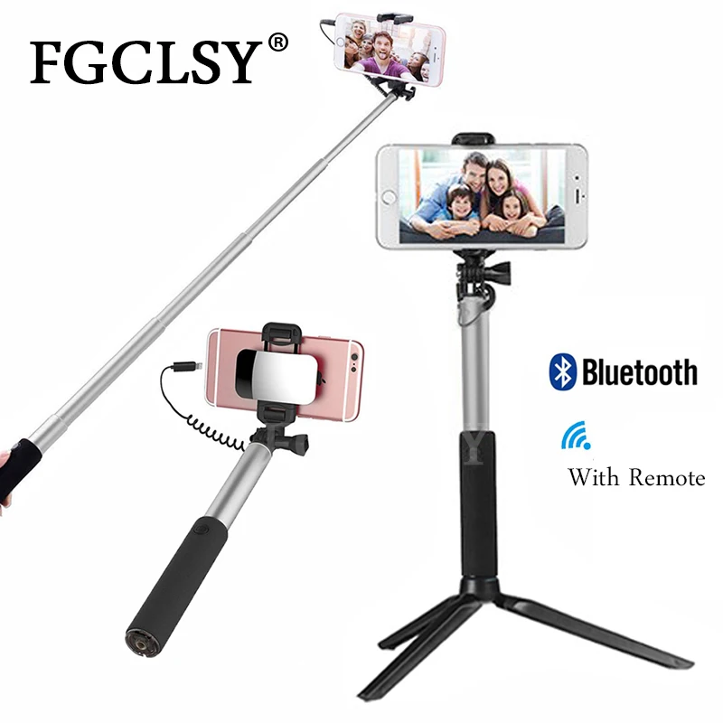 FGCLSY металлическая Проводная селфи-Палка с Bluetooth, дистанционный складной штатив, портативный выдвижной монопод для iphone 6s iOS