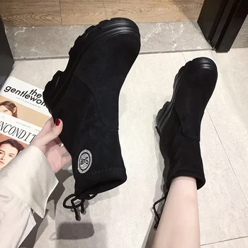 

Sponge bottom, thick bottom, heighten women's short boots, wedge heel, waterproof suede low state boots, pearl stickers