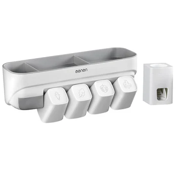 

Menen Bathroom Storage Rack Toothbrush Holder Toothpaste Dispenser Free Toothbrush Cup Wall Mounted Bathroom Organizer Product