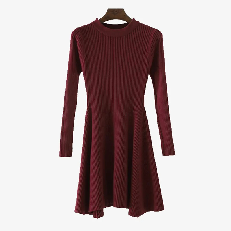 

Explosion fall and winter knit sweater women Sleeve round neck Slim Korean version of the long a word big dress