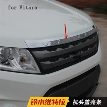 

High quality ABS Chrome Front hood machine trim cover strip car for Suzuki Vitara 2015 2016 2017 Car-styling fast