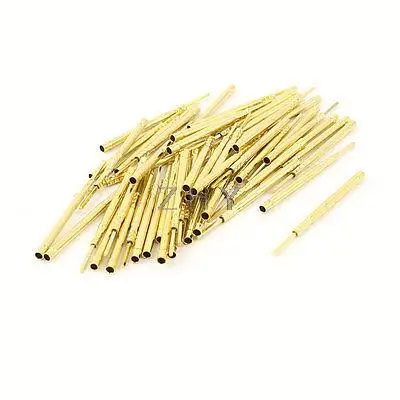 

50 Pcs R160-2W Metal 1.67mm Dia Testing Probe Pin Receptacles Gold Tone
