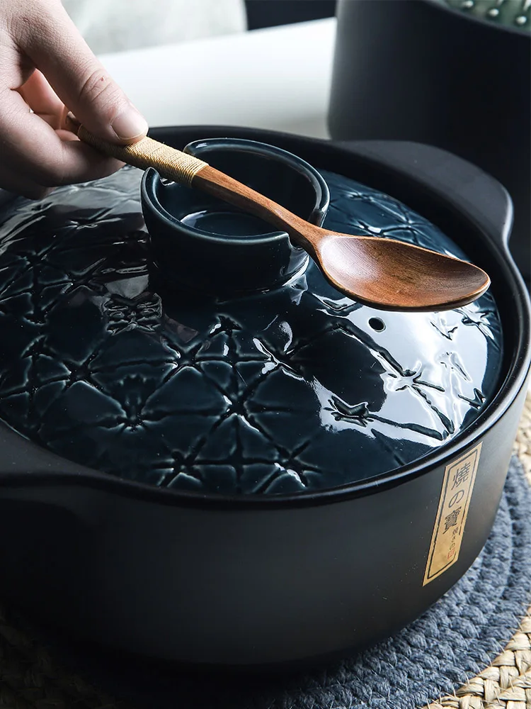 Ceramic Casserole Household Saucepan Soup Pot Large Capacity High Temperature Resistant Claypot Rice Porridge