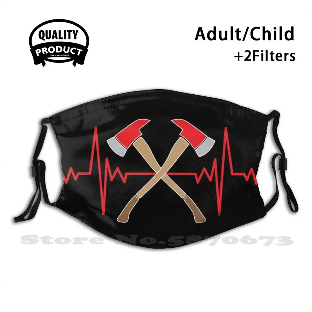 

Firefighter Heart Beat Cross Axe Face Mask Washable Filter Summer Hot Sale Mouth Masks Heart Beat Firefighter Axe Brave