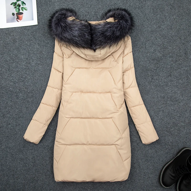 Parkas à capuche avec col en fausse fourrure grande taille beige