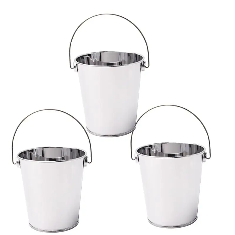 Stainless Steel Ice Bucket Fries Bucket Snacks Fried Chicken Metal Bucket Mini Food Container Restaurant Bar Storage Barrel