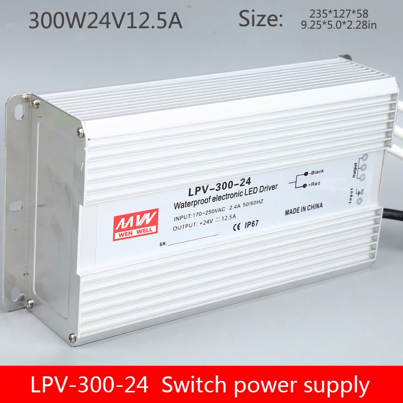 LPV-300W12V24V36V48V Водонепроницаемый Импульсный источник питания 300Wac к выходу постоянного тока 24v12. 5A трансформатор Наружный свет с освещением