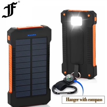 

Solar Power Bank Waterproof 30000mAh Solar Charger USB Ports External Charger Powerbank for Xiaomi Smartphone with LED Light
