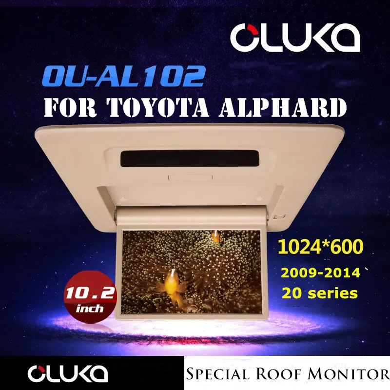 Монитор для крепления на крышу 10,2 дюйма, специально для Toyota Alphard, двусторонний видео вход, зеркальный экран с навигационным изображением Монитор для крепления на крышу 10,2 дюйма, специально для Toyota Alphard, двусторонний видео вход, зеркальный экран с навигационным изображением