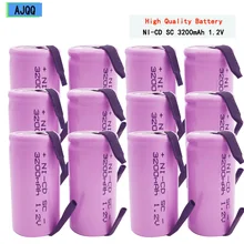 AJQQ SC Subc Batteries Nicd 1.2v 3200mAh, Pile Rechargeable, cellule Sub C avec onglets de soudage pour perceuse électrique, tournevis, nouvelle collection