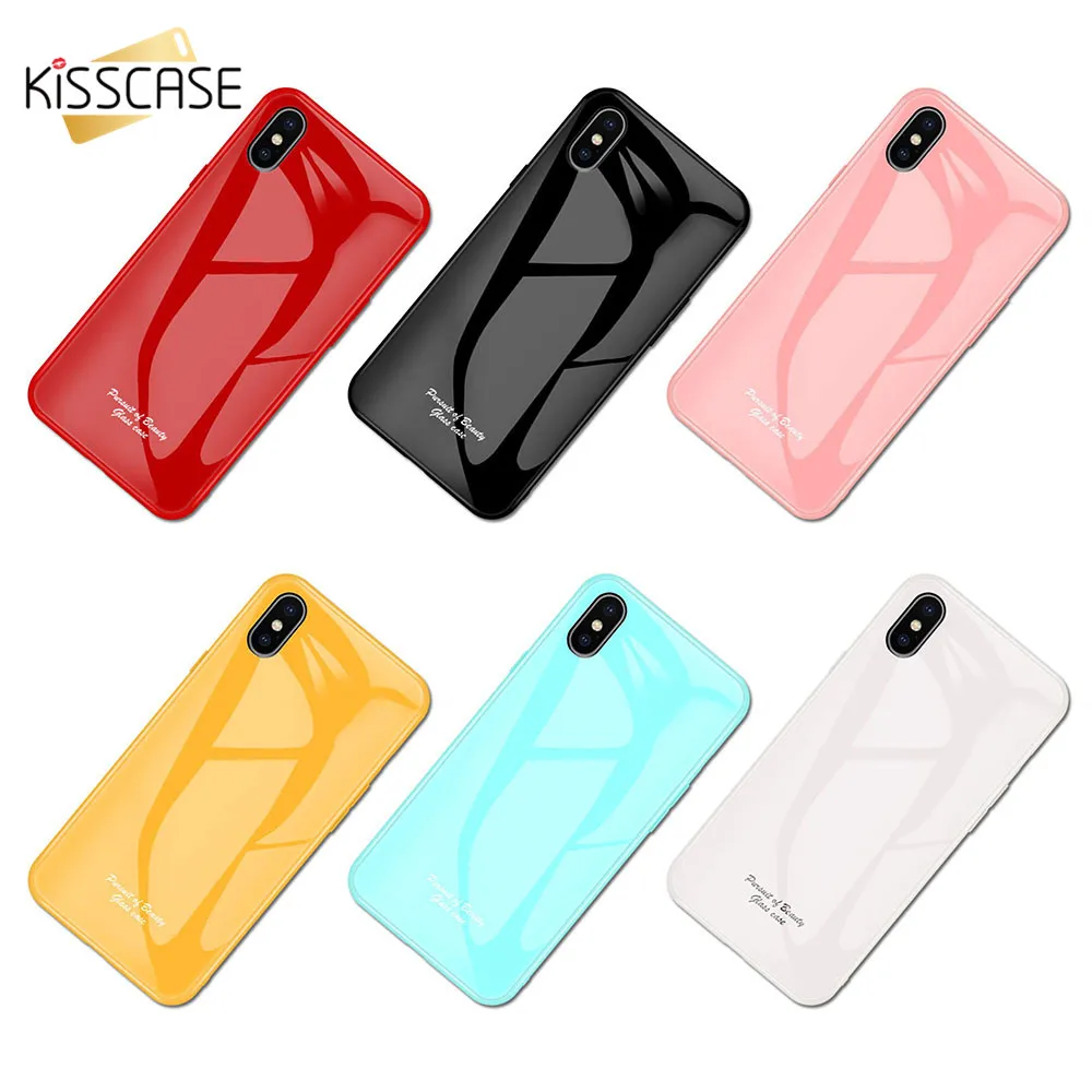 KISSCASE Original Glass Case For iPhone 7 6 8 Plus 6S Soft Edge TPU 11 Pro Max XR XS X Capinhas Capa |