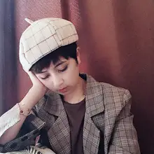 Kuulee Beret Lady Retro Plaid Beret Double Layer Painter Cap Autumn Winter Warm Berets super comfortable