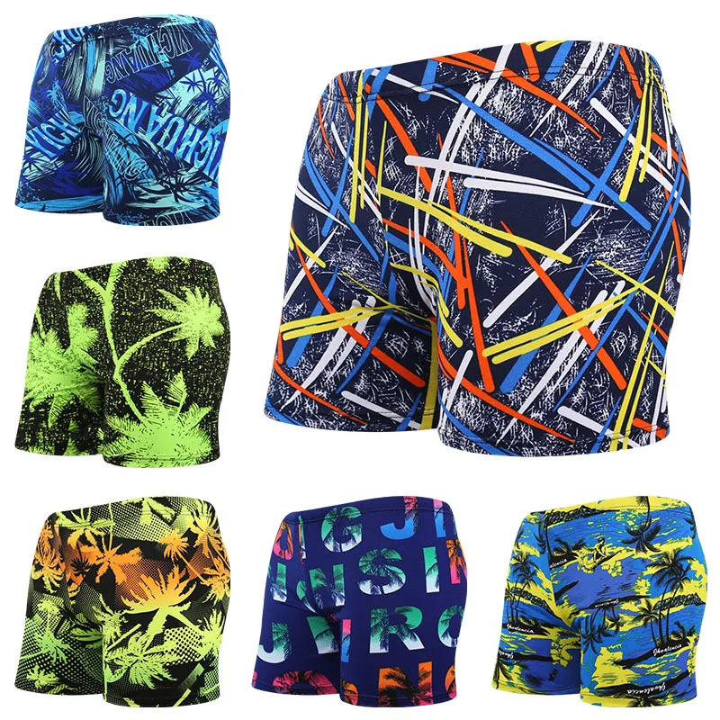 

Plus Size Men Multi Print Swimwear Quick-Dry Elastic Swimming Trunks 2019 Beach Swim Short Briefs Surfing Summer Swimsuit