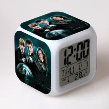 Harri Potter Гермиона Аниме Фигурки игрушки будильник студенческий стол светодиодный цифровой Цвет Изменение Часы Ночник светильник термометр подарок