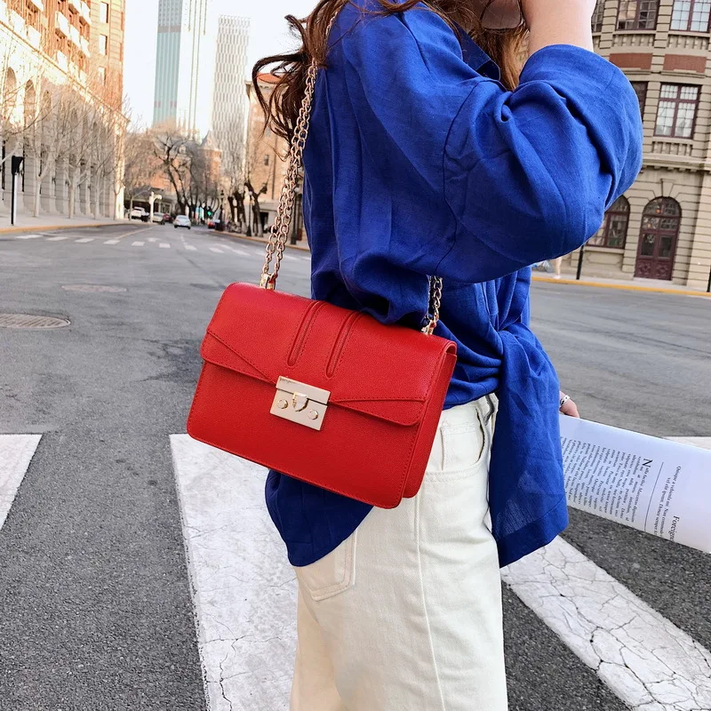

Bag Women's 2019 New Style Korean-style Fashion Small CK Solid Color Chain Bag Shoulder Cross-body Square Sling Bag a Generation