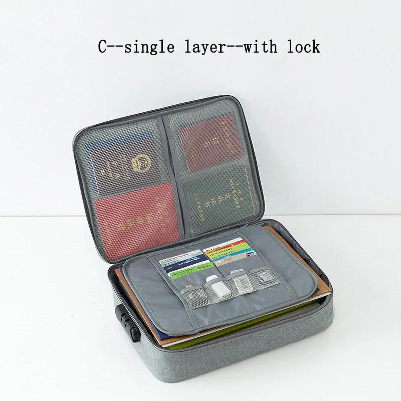 Travel large-capacity document bags card file bill passport Multi-layer organizer wallet for tickets phone pocket passport case - Цвет: Gray (C)