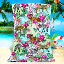 Beach Towel European And American Style Activity Printed Cartoon Tiger Swimming All-cotton Beach Towel 160*80