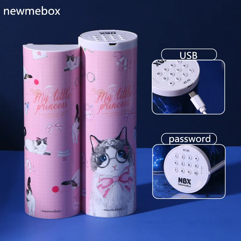 кот пенал с калькулятором newmebox паролем Kawai Блокировка школьный пеналы для