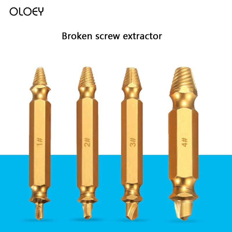 

4 Pcs Damaged Screw Extractor Set Easily Remove Stripped or Damaged Screws Double Ended Stripped Removers Hand Tool Sets Durable