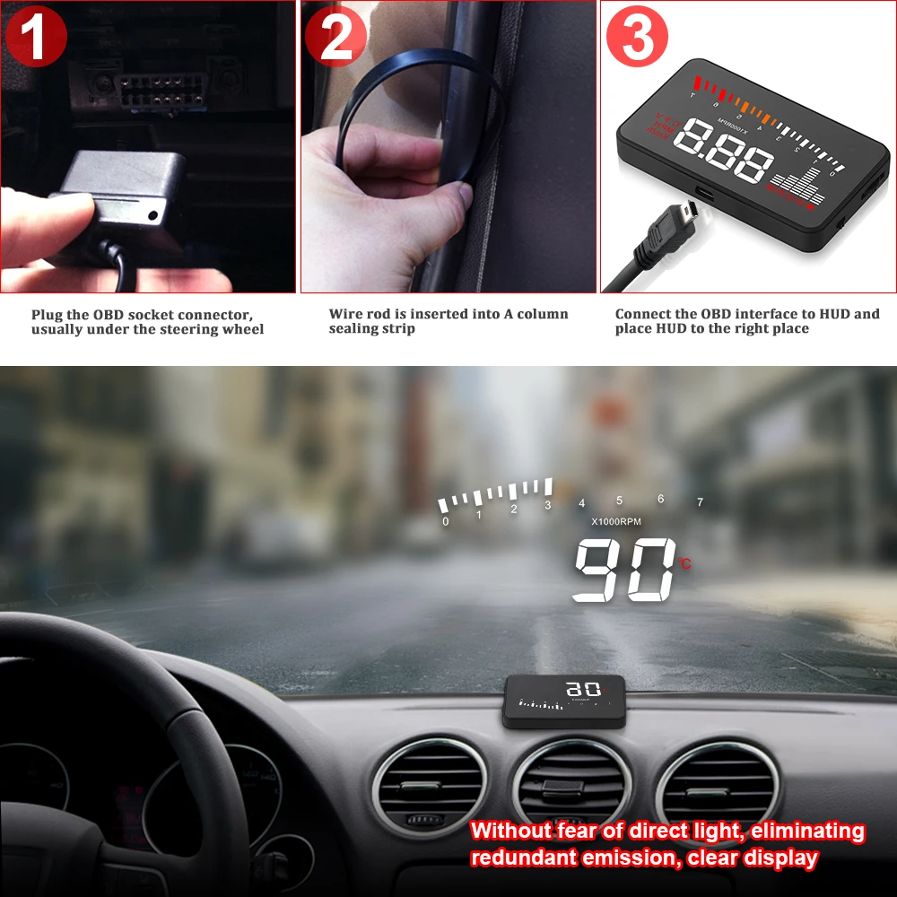 HUD Дисплей X5 Автомобильная электроника OBD OBD2 HUD X5 дисплей Автомобильный проектор скорости цифровой измеритель скорости Автомобильный бортовой компьютер