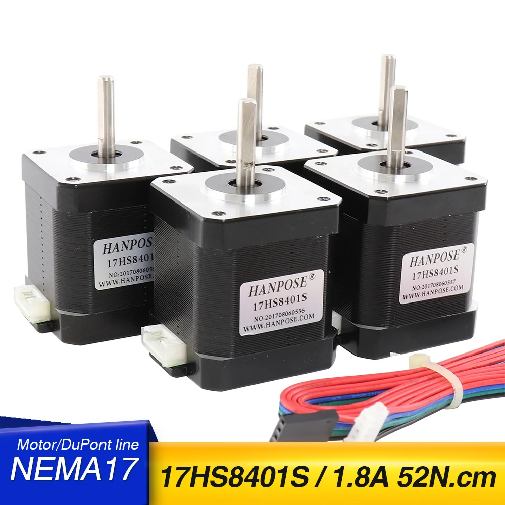 

Шаговый двигатель 17HS8401S 4-Lead 52N.cm NEMA17, 5 шт., 1,8 А, 48 мм, для 3D-принтера 42, двигатель 12 В, шаговый двигатель