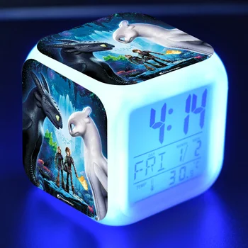 

Anime How to Train Your Dragon toys dolls Toothless Colorful Flash Touch light Alarm Clock Toothless Dragon Figure Kids Toys