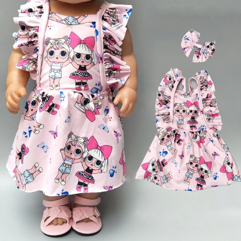 

New born baby Doll cartoon dress with bow for 18" girl doll dress doll clothes toys wear