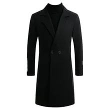 Сплошной черный мужской зимний стиль тонкий бизнес пальто Модное теплое Снежинка ветровка обычное чистое пальто# THY