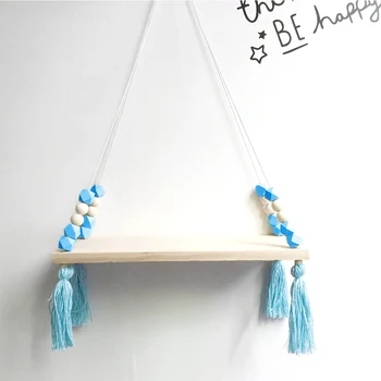 

Room Decor Shelves Tassel Wall Wood Swing Hanging Shelf Rope