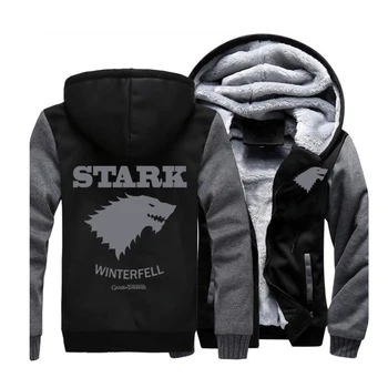 

Game of Thrones STARK Streetwear Hoodies Winterfell Wolf Sweatshirt Men Fleece Thick Hooded Sportswear Coat Jackets Streetwear
