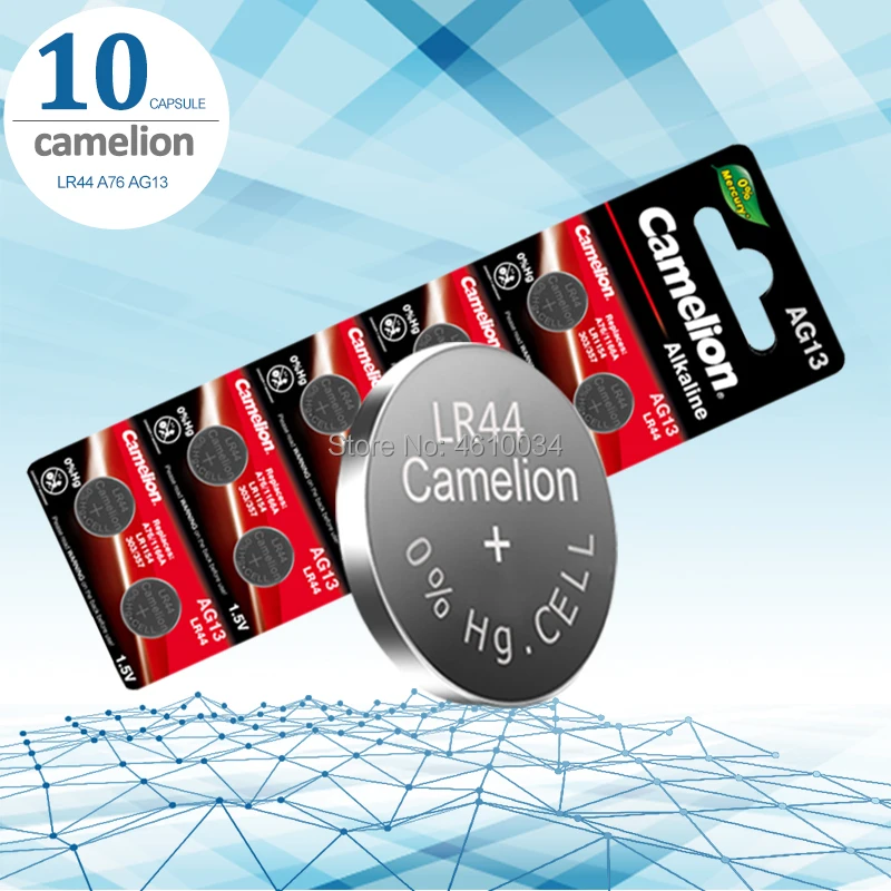 Camelion 10 шт. 1 5 в Кнопочная батарея lr44 литиевые батареи для монет A76 AG13 G13A LR44 LR1154 357A SR44