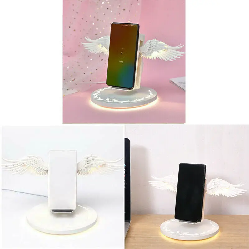 

Angel Wings Wireless Charger Holder Fast Charging Dock For Huawei iPhone Samsung