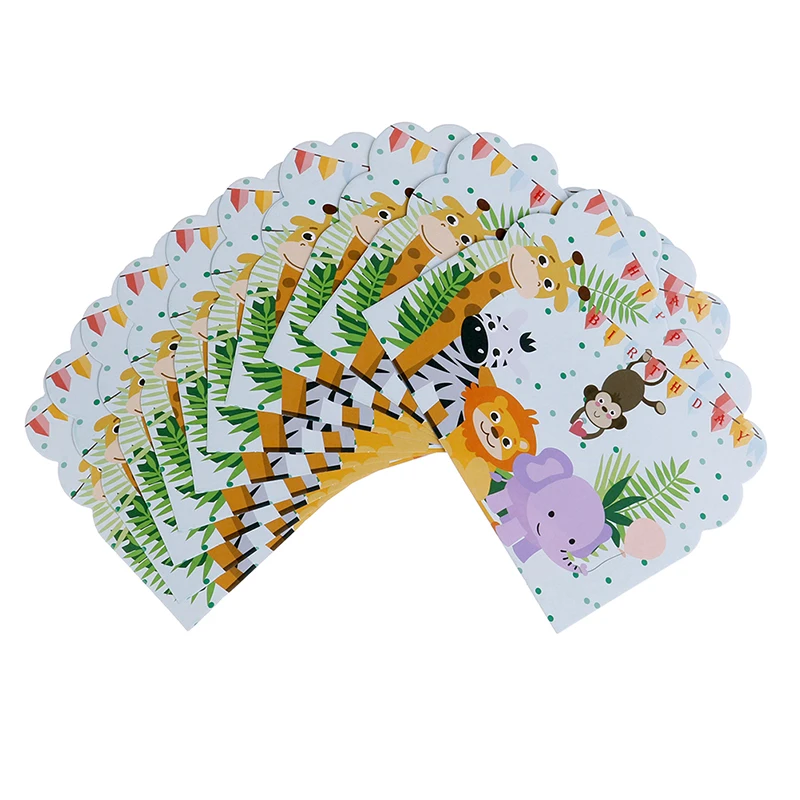 10pcs X Safari Theme Invitations Cards Kids Birthday Wedding Party Invitations