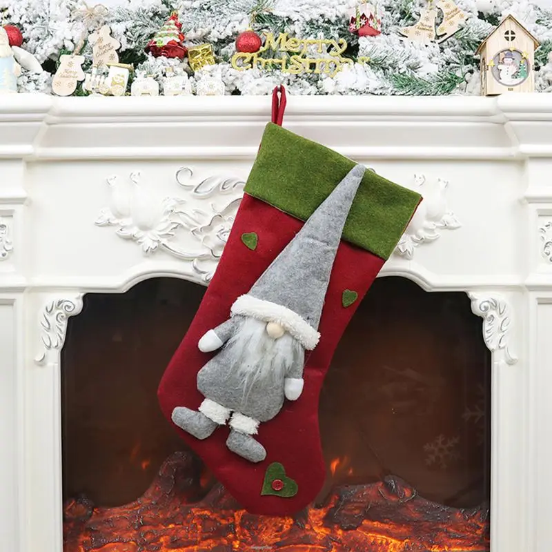 Рождественские чулки носок Рождественская елка Конфеты Подарочная сумка шведский Санта гном подвесной кулон домашний Декор Орнамент