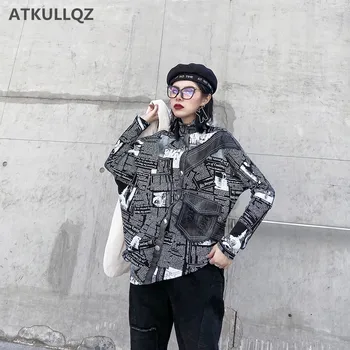 

Half turtleneck bottoming shirt women autumn winter personality long sleeve T-shirt letter printing large pocket irregular top