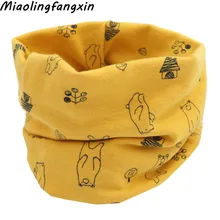 Детский хлопковый шарф, Детский Теплый шарф с мультяшным принтом, Детские воротники, осенне-зимний теплый шарф с круглым вырезом для детей