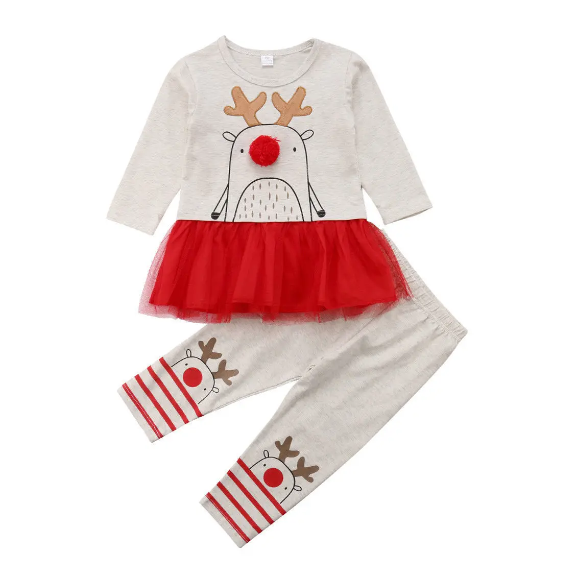 Cute Elk Toddler Baby Girls Cotton Ruffle Short Sleeve Top Cute T-Shirt 2-6T
