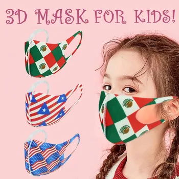 

3PCS American Flag Printed Children Mask Washable Cotton 3D Masks Kids Boys Girls Face Mouth Mask For Outdoor Masken Waschbar