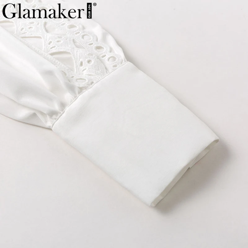 Glamaker, водолазка, офисная, белая, открытая, блузка, для женщин, с длинным рукавом, женская блузка, рубашка, сексуальная, элегантная, короткий топ, блузка, для девушек, Новинка