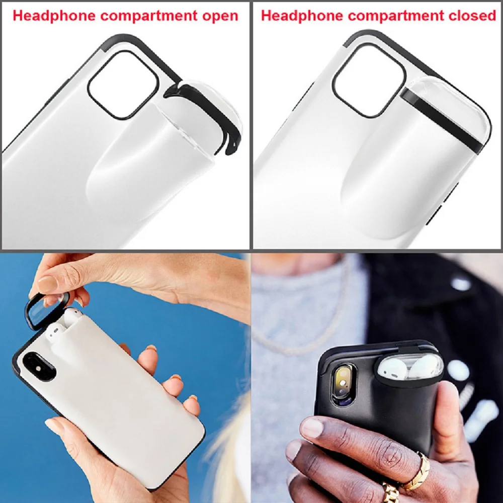 Чехол для iPhone 11X7 8 6 6S Plus XS Max XR с беспроводными наушниками AirPods защитный чехол 2 в 1